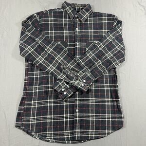 Dickies Flannel Shirt Mens Medium Plaid Button Up Workwear Cotton Blue Red